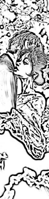 Free colorable bookmarks of a romantic couple whispering closely